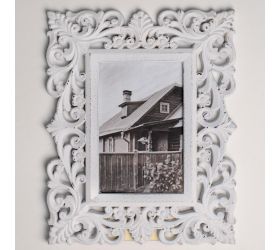 Fotorámik ornament drevo 25,5x1x20,5cm biely