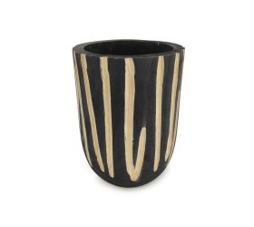 Obal ciotola base ston stris legno/nero v27x20cm