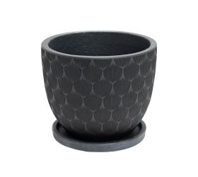 J116 kvetináč + miska okrúhly jill čierna 24h19,6cm s
