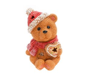 Medveď so srdcom led čer/hne/bie poly 13,5*12,5*15,5cm