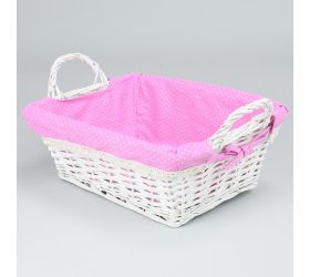 Prútený košík biely vzor bodka 35x26x13cm