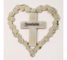Kríž v srdci sivé 18x1,5x18,5cm polyres super cena