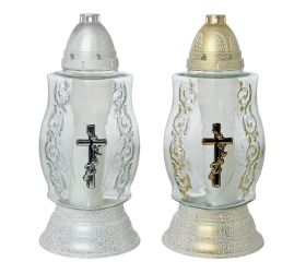 Z-468 a kah. sklo ornament kríž 120gr 15,5xv33