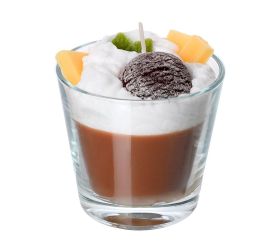 Sviečka dezert v skle hnedý čokoláda 9x9cm