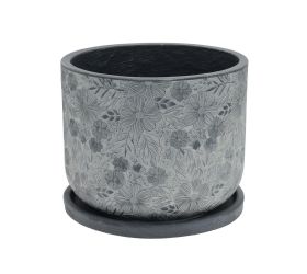 J112 kvetináč + miska liva čierna 37h30,3cm l