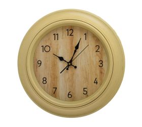 Hodiny nástenné mdf 45cm drevo krém