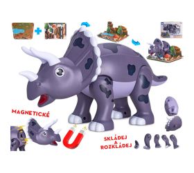 Dinosaurus triceratops, 28cm, magnetický a doplnky