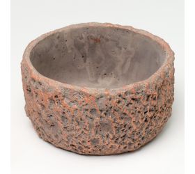 Obal krúhly cement šedý s medenou 17x17x9cm