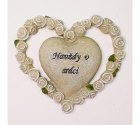 Srdce sivé 17x2x15,5cm polyres super cena