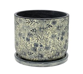 J72  kvetináč + miska liva žl./čierna 37h30,3cm l