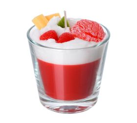 Sviečka dezert v skle červený jahoda 9x9cm