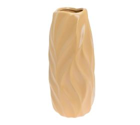 Váza vlnky keramika 11x12x30cm hnedá