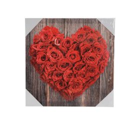 Obraz glitter srdce ruža 28x28x1,5cm