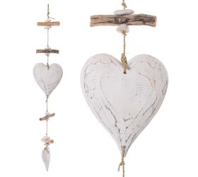 Girlanda srdiečka drevo biele 72x15x3cm