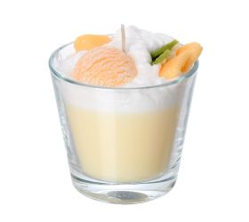 Sviečka dezert v skle krém vanilka 9x9cm