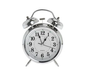 Hodiny budík kov 10cm strieborné