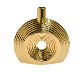 Váza keramika 25,5x7x25,5cm zlatá