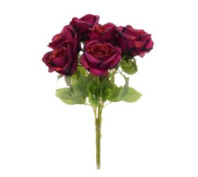 Kytica ruža x7 40cm tm.červená