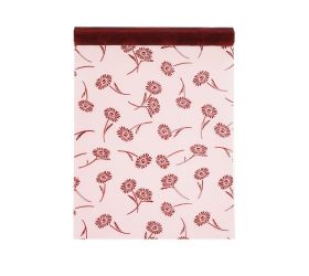 Super cena organza potlač flock  36cmx10y bordo.