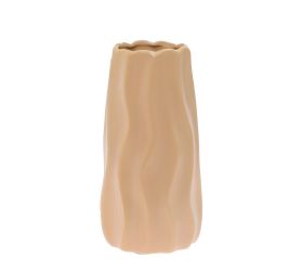 Váza vlnky keramika 10x10x19cm hnedá