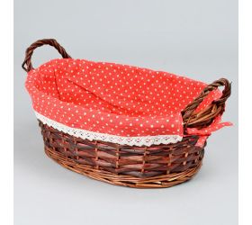 Prútený košík tm.hnedý vzor bodka  l:38x28x13cm