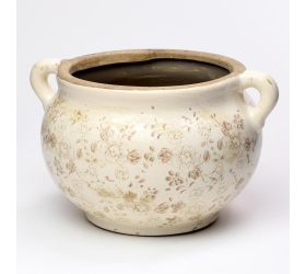 Obal s ušami keramika vzor kvety hnedá 20,5x16,5x12cm super cena