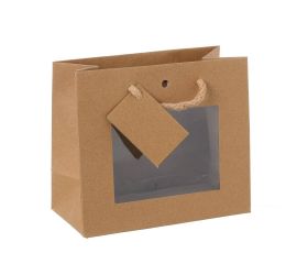 Taška kraft darč s oknom 16x14+8cm