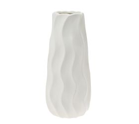 Váza vlnky keramika 13x13x30cm biela