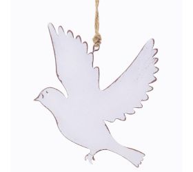 Záves vtáčik kovový biely 13x12x0,2cm