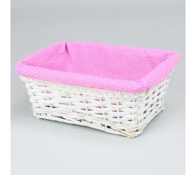 Prútený košík biely vzor bodka 29x21x11cm