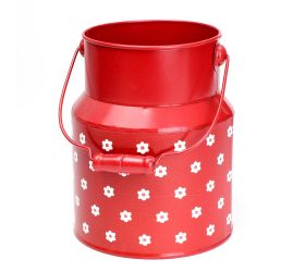 Váza konva kov červená kvety v:18/27,5x12cm