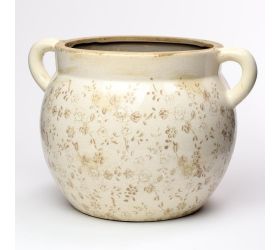 Obal s ušami keramika vzor kvety hnedá 30,5x25,5x21,5cm super cena