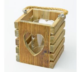Záves svietnik srdce drevo natur 143,5x14,5x18cm