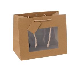 Taška kraft darč s oknom 24x19,5+14cm/malá