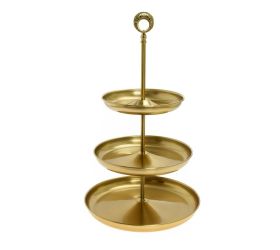 Etažér trojpodlažný zlatý 20/24,5/30x52cm