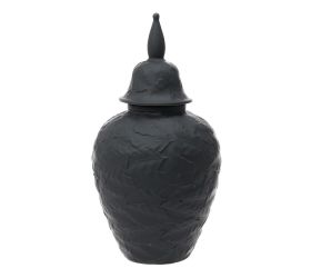 Dóza s poklopom keramika 17x17x32cm čierna