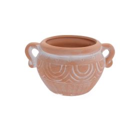 Obal keramika 15x12x9cm natur biely vzor