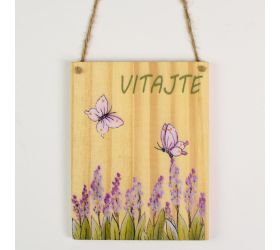 Záves tabuľka vitajte drevo 13x10x1cm natur