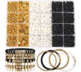 Sada zlatých korálok, čiernobiela, náramok priateľstva diy