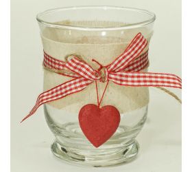 Váza sklo zdob.srdce 9x9x11 cm