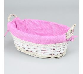 Prútený košík biely vzor  ucho bodka  m:32x23x11cm