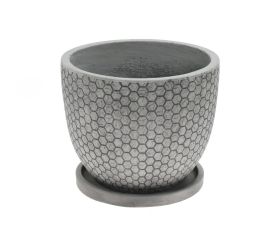 J106 kvetináč+miska okrúhly mila šedá 24x19,6cm s