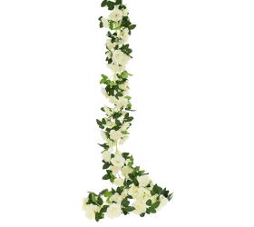 Girlanda ruža krémová, zeleň 168cm