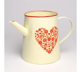 Váza krhla kov červené folk srdce v:18x13cm super cena