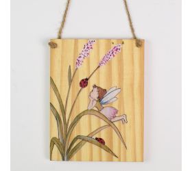 Záves tabuľka víla drevo 13x10x1cm natur