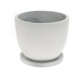 J107 kvetináč+miska okrúhly mila biela 44x36cm xl