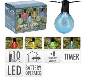 Led10 párty svetlá in/out/8+/časovač na baterky/farba