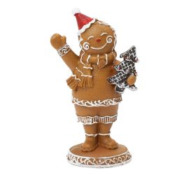 Perník chlapec hnedo/biely polyres 9,4x5,5x16,1cm