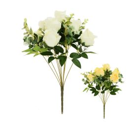 Kytica ruža, eucalypt, zeleň mix/2f 49cm