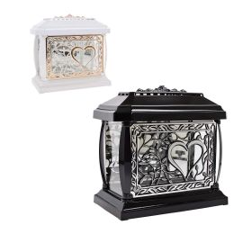 Lampion panteon srdce rámik listy grafit